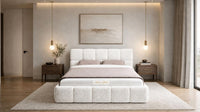 Crushed Velvet White - Aurelius Cloud Luxury Upholstered Ottoman Storage Bed