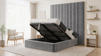 Plush Velvet Grey - Grosvenor Grand Channel Luxury Ottoman Storage Bed