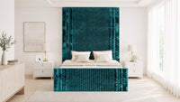 Crushed Velvet Teal - Mayfair Grand Fluted Luxury Upholstered Bed Frame