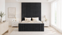 Naples Charcoal - Mayfair Grand Fluted Luxury Upholstered Bed Frame