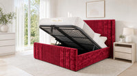 Crushed Velvet Red - Savoy Ribbed Luxury Ottoman Storage Bed