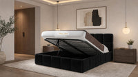 Plush Velvet Black - Aurelius Cloud Luxury Upholstered Ottoman Storage Bed