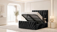 Crushed Velvet Black - Riviera Fan Luxury Sculpted Ottoman Storage Bed
