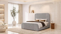 Naples Silver - Beaumont Arc Luxury Ribbed Ottoman Storage Bed