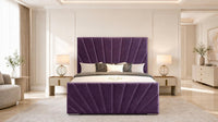 Naples Purple - Riviera Fan Luxury Sculpted Ottoman Storage Bed