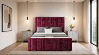 Crushed Velvet Aubergine - Valentina Linear Luxury Upholstered Bed Frame
