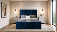 Plush Velvet Sapphire - Valentina Linear Luxury Upholstered Bed Frame