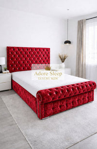 Crushed Velvet Red - Kensington Royale Luxury Chesterfield Upholstered Bed Frame