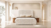 Crushed Velvet Cream - Beaumont Arc Luxury Ribbed Ottoman Storage Bed