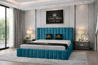 Plush Velvet Teal - Valentina Grande Luxury Channel-Tufted Upholstered Bed Frame