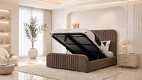 Naples Mink - Beaumont Arc Luxury Ribbed Ottoman Storage Bed