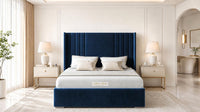 Plush Velvet Sapphire - Harrogate Gallery Luxury Winged Upholstered Bed Frame