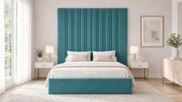 Plush Velvet Teal - Grosvenor Grand Channel Luxury Ottoman Storage Bed