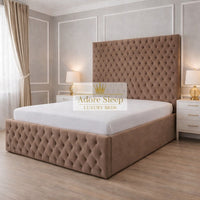 Naples Mink - Sovereign Élan Luxury Upholstered Bed – Deep Button-Tufted Headboard & Padded Statement Frame