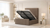 Naples Mink - Langham Column Luxury Panelled Ottoman Storage Bed