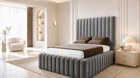 Plush Velvet Grey - Dorchester Wraparound Luxury Channelled Ottoman Storage Bed