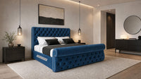 Naples Blue - Windsor Chesterfield Luxury Scroll Bed Frame
