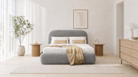 Plush Velvet Silver - Ellington Curve Luxury Upholstered Ottoman Storage Bed