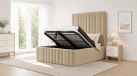 Plush Velvet Beige - Knightsbridge Imperial Luxury Panelled Ottoman Storage Bed