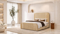 Crushed Velvet Gold - Beaumont Arc Luxury Ribbed Ottoman Storage Bed