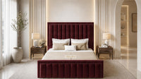 Plush Velvet Maroon - Buckingham Tailored Luxury Panelled Ottoman Storage Bed
