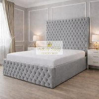 Naples Silver - Sovereign Élan Luxury Upholstered Bed – Deep Button-Tufted Headboard & Padded Statement Frame