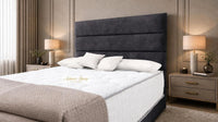 Naples Charcoal - Monaco Luxe Luxury Divan Bed – Premium Upholstered Panelled Headboard with Storage