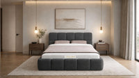 Naples Charcoal - Aurelius Cloud Luxury Upholstered Ottoman Storage Bed
