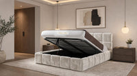 Crushed Velvet Champagne - Aurelius Cloud Luxury Upholstered Ottoman Storage Bed