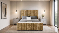Crushed Velvet Gold - Valentina Linear Luxury Upholstered Bed Frame