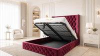 Plush Velvet Maroon - Claridge Chesterfield Luxury Deep-Button Ottoman Storage Bed