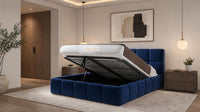 Plush Velvet Sapphire - Aurelius Cloud Luxury Upholstered Ottoman Storage Bed