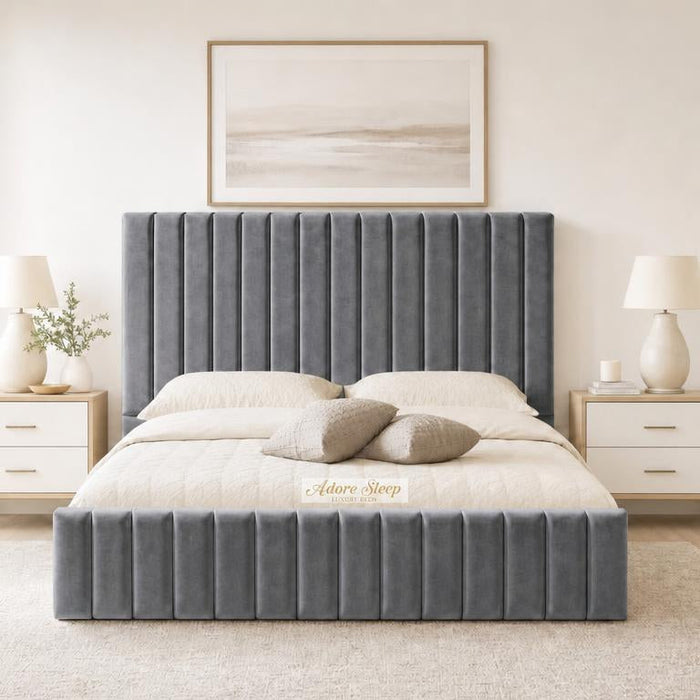 Naples Slate Grey - Carlton Channel Luxury Ottoman Storage Bed