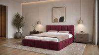Plush Velvet Maroon - Aurelius Cloud Luxury Upholstered Ottoman Storage Bed