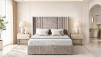 Crushed Velvet Mink - Harrogate Gallery Luxury Winged Upholstered Bed Frame
