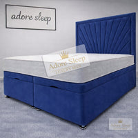 Plush Velvet Sapphire - Aurelia Regent Luxury Upholstered Ottoman Divan Bed Frame with Storage