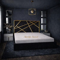 Naples Charcoal - Knightsbridge Regal Mosaic Luxury Panel Bed Frame with Gold Strip – Upholstered