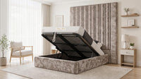 Crushed Velvet Mink - Grosvenor Grand Channel Luxury Ottoman Storage Bed