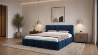 Plush Velvet Sapphire - Aurelius Cloud Luxury Upholstered Ottoman Storage Bed