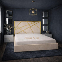 Naples Cream - Knightsbridge Regal Mosaic Luxury Panel Bed Frame with Gold Strip – Upholstered