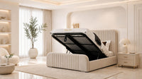 Naples Cream - Beaumont Arc Luxury Ribbed Ottoman Storage Bed