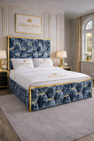 Crushed Velvet Denim Blue