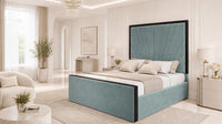 Plush Velvet Duck Egg - Gatsby Sunray Luxury Art Deco Upholstered Bed Frame