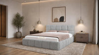 Plush Velvet Silver - Aurelius Cloud Luxury Upholstered Ottoman Storage Bed