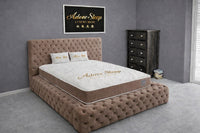 Naples Mink - Aurelia Ambassador Grande Luxury Button-Tufted Upholstered Bed Frame