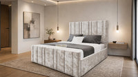 Crushed Velvet Cream - Valentina Linear Luxury Upholstered Bed Frame