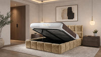 Crushed Velvet Gold - Aurelius Cloud Luxury Upholstered Ottoman Storage Bed