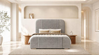 Plush Velvet Silver - Beaumont Arc Luxury Ribbed Ottoman Storage Bed