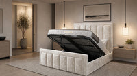 Crushed Velvet Cream - Belgravia Regent Luxury Panelled Ottoman Storage Bed