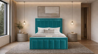 Plush Velvet Teal - Belgravia Regent Luxury Panelled Ottoman Storage Bed